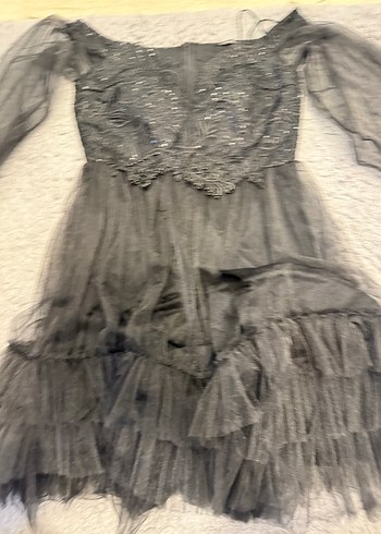 Siyah V Yaka Gotik Midi Elbise - Görsel 2