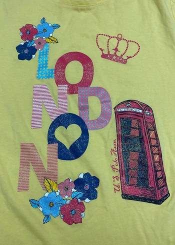 Sarı Kız Çocuk Baskılı Pamuk Tişört - Görsel 4