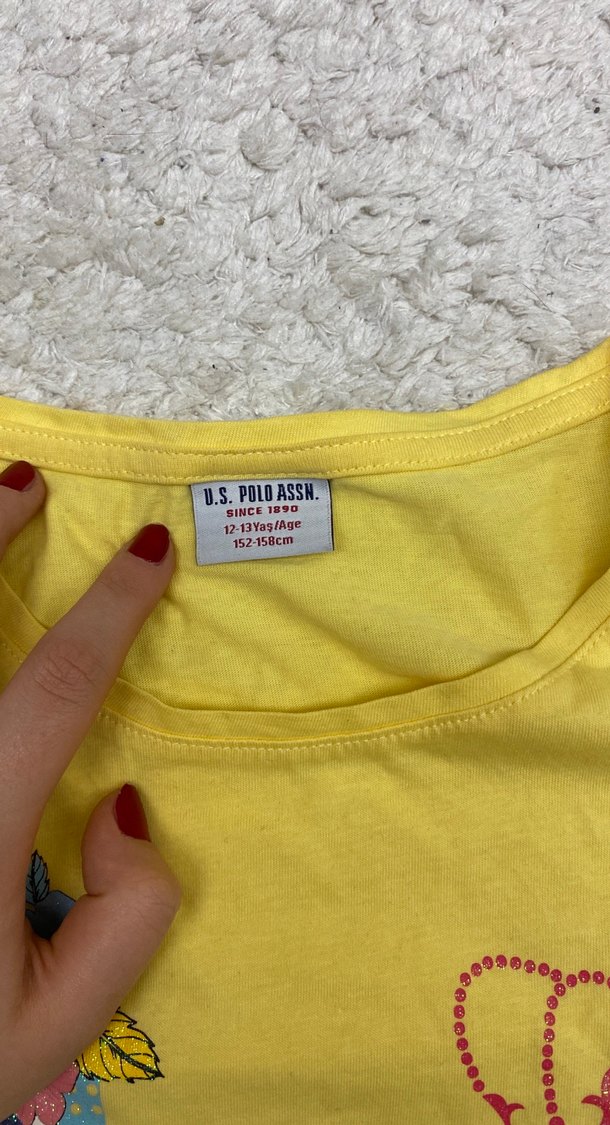 Sarı Kız Çocuk Baskılı Pamuk Tişört - Görsel 2