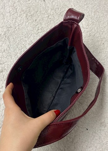 Bordo Deri Kadın Omuz Çantası - Görsel 4