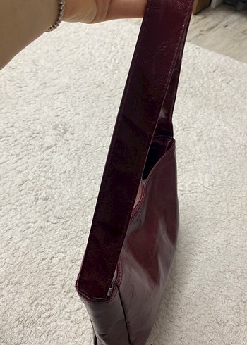 Bordo Deri Kadın Omuz Çantası - Görsel 3