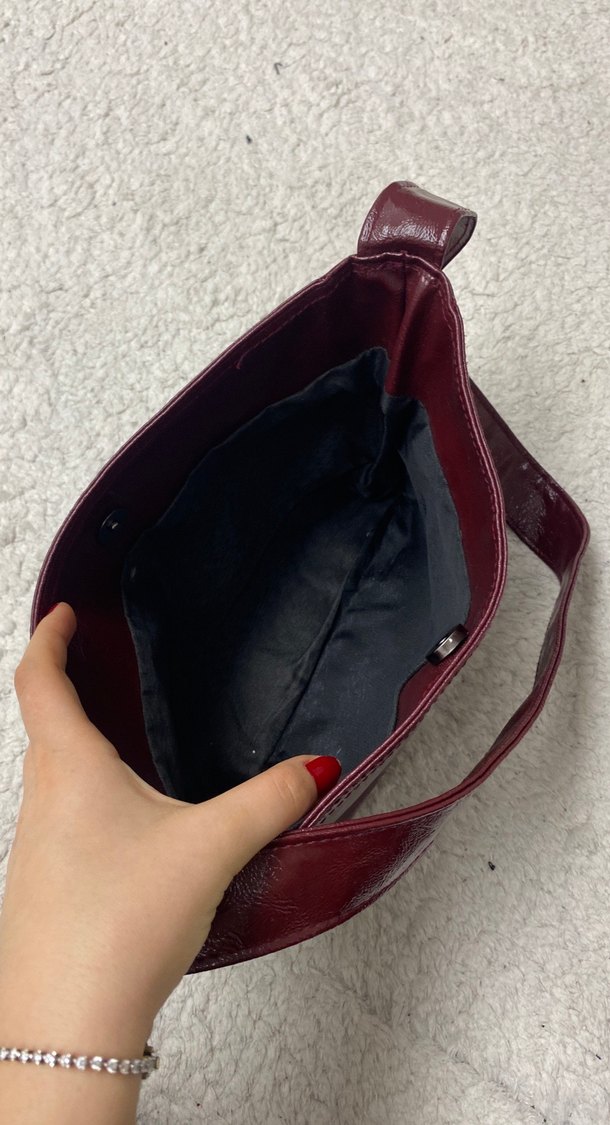 Bordo Deri Kadın Omuz Çantası - Görsel 4