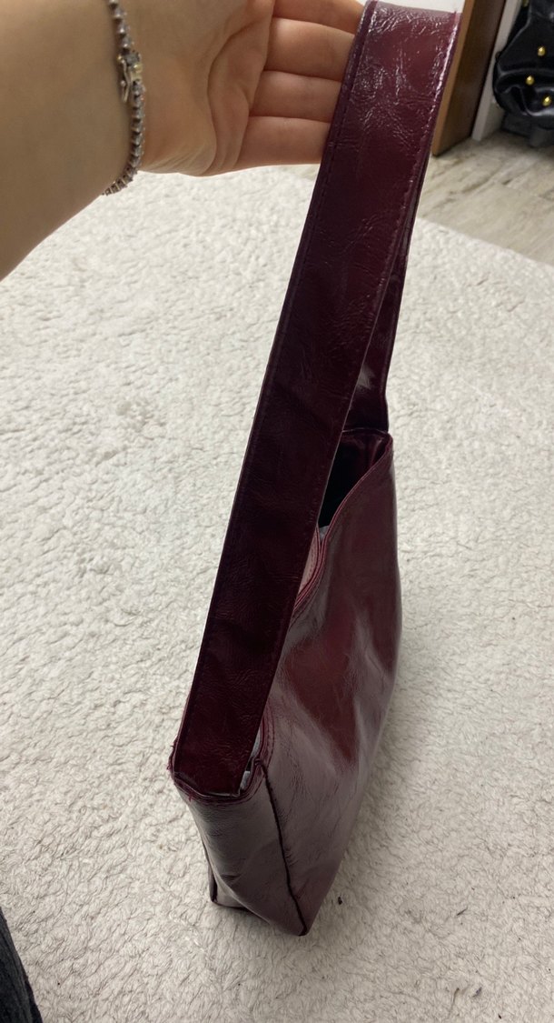 Bordo Deri Kadın Omuz Çantası - Görsel 3