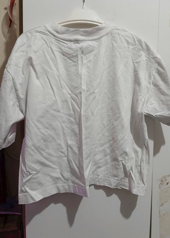 Beyaz Keten Kadın Kısa Kollu Basic Tişört - Görsel 2