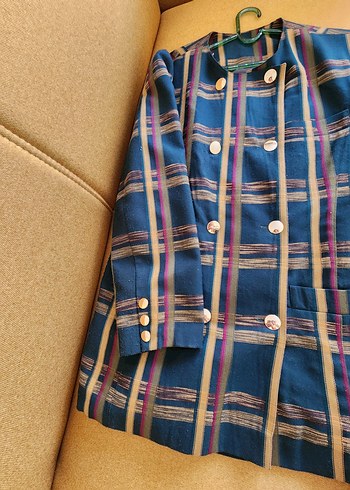 Düğmeli Çok Renkli Midi Ceket - Görsel 2