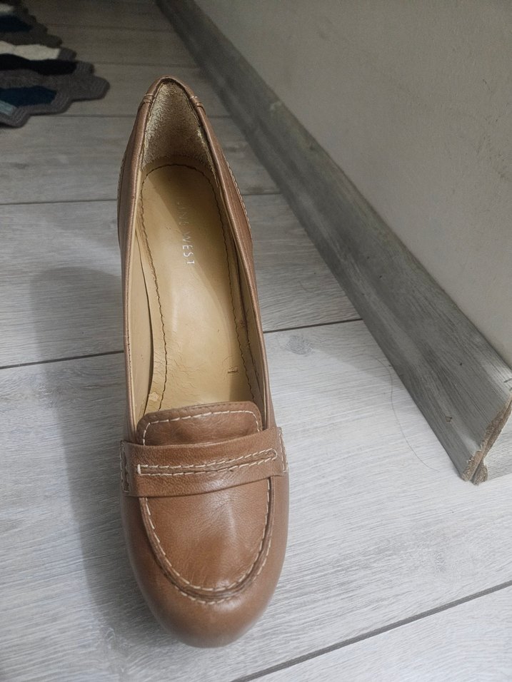 Bej Deri Kadın Dolgu Topuk Klasik Ayakkabı - Görsel 3