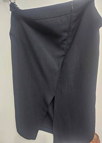 Drapeli Siyah Midi Etek - Görsel 2