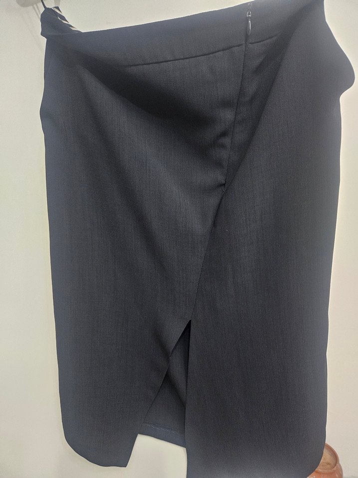 Drapeli Siyah Midi Etek - Görsel 2