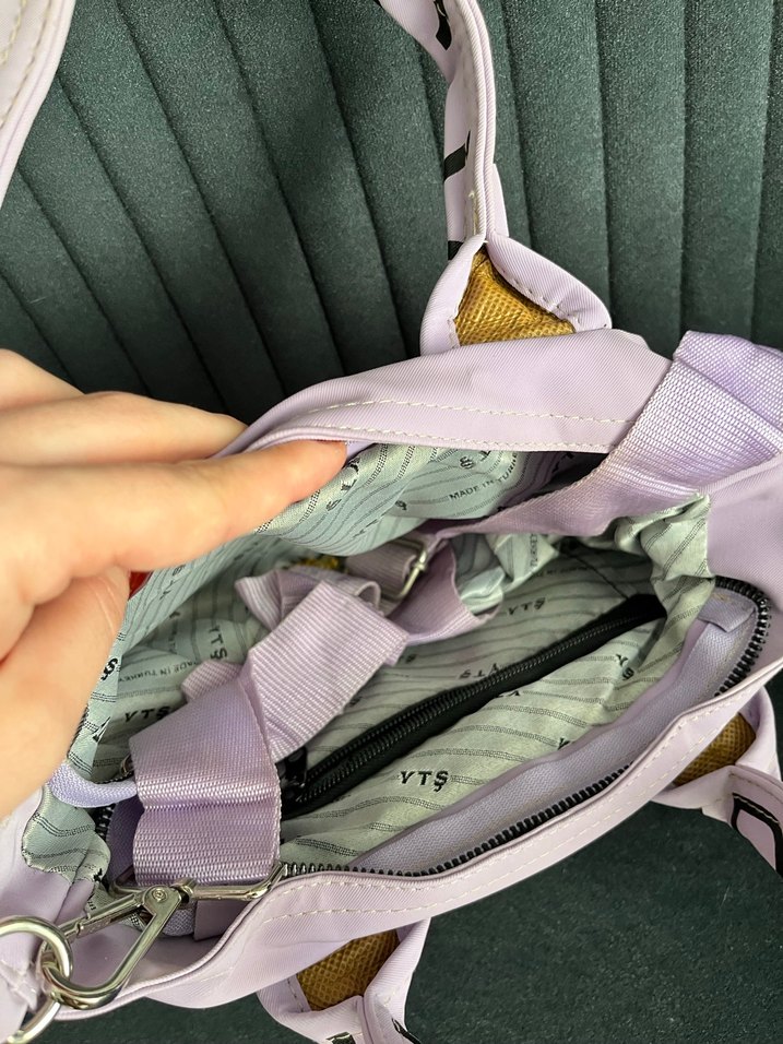 Beyaz Baskılı Kadın Omuz Çantası - Görsel 2