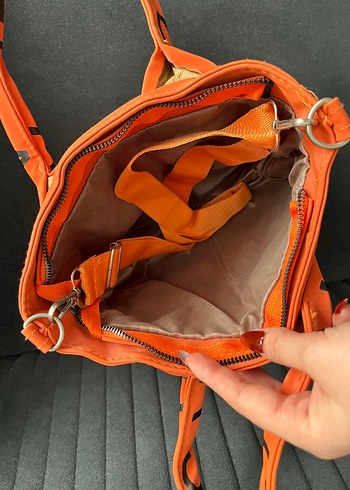 Turuncu Baskılı Kadın Omuz Çantası - Görsel 2