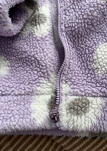 Kız Çocuk Lila Peluş Ceket Kapüşonlu - Görsel 3