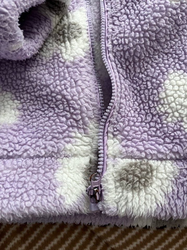 Kız Çocuk Lila Peluş Ceket Kapüşonlu - Görsel 3