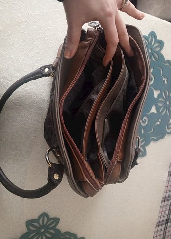 Kahverengi Deri Tokalı Kadın Çanta - Görsel 5