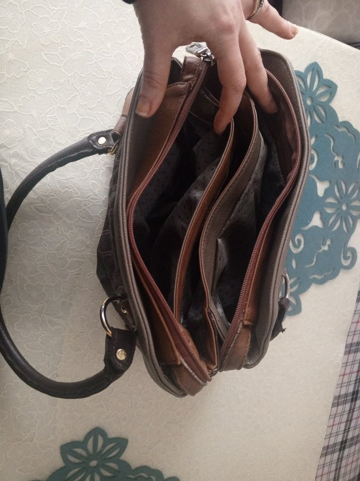 Kahverengi Deri Tokalı Kadın Çanta - Görsel 5