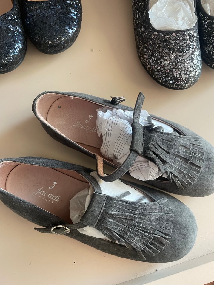 Gri Süet Tokalı Kız Babet Ayakkabı - Görsel 2