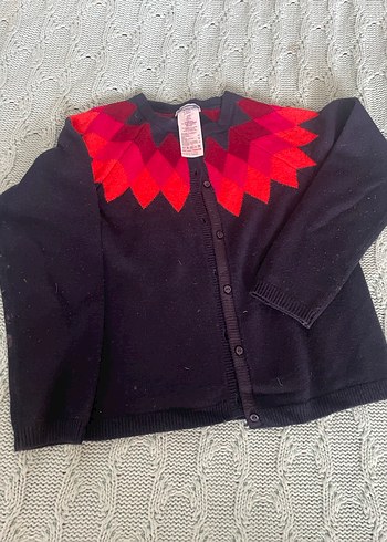 Düğmeli Kırmızı Desenli Uzun Kollu Hırka kız çocuk 8 yaş - Görsel 3