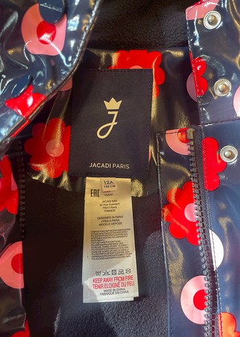 Çiçek Desenli Uzun Jacadi Kız Yağmurluk Kapüşonlu - Görsel 2