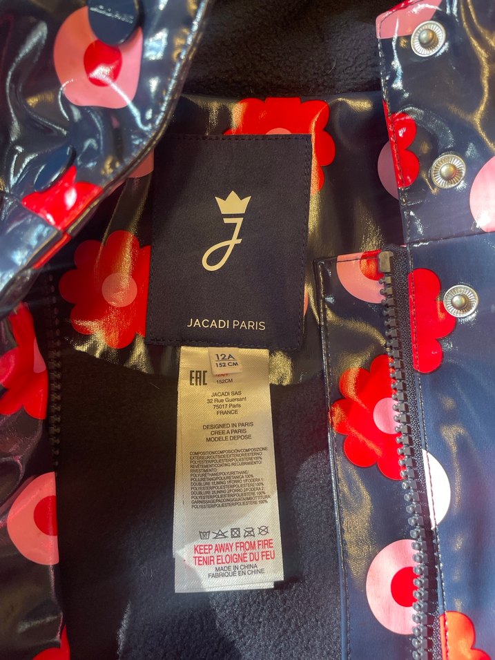 Çiçek Desenli Uzun Jacadi Kız Yağmurluk Kapüşonlu - Görsel 2