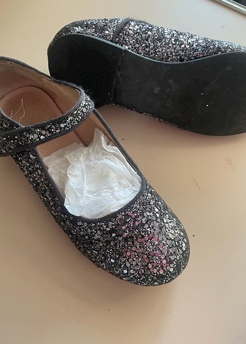 Kız Çocuk Gri Simli Babet Ayakkabı - Görsel 3