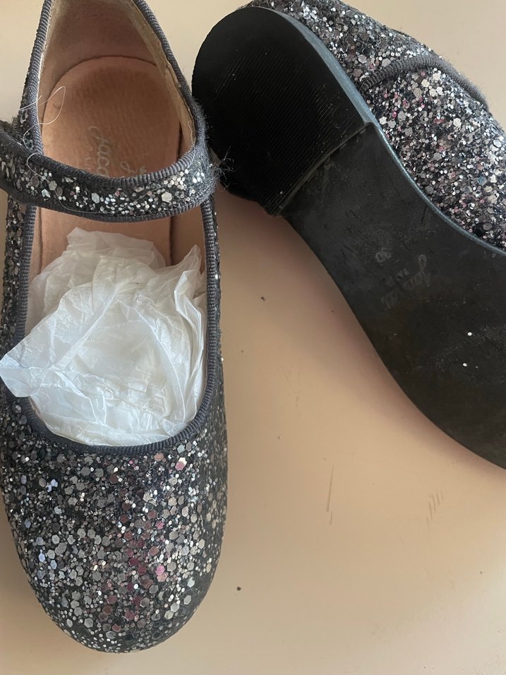 Kız Çocuk Gri Simli Babet Ayakkabı - Görsel 2