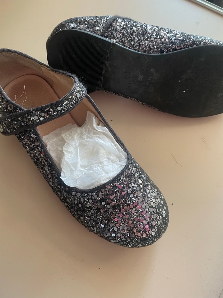 Kız Çocuk Gri Simli Babet Ayakkabı - Görsel 3