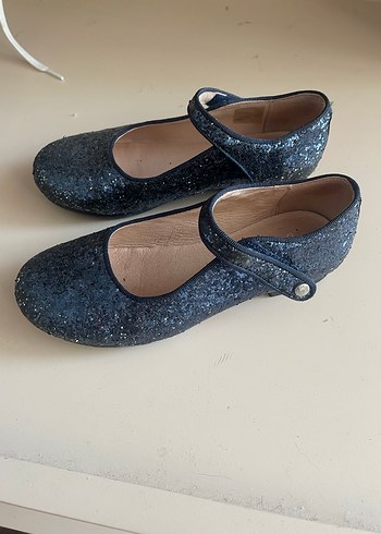 Kız Çocuk simli Parlak Lacivert Babet Ayakkabı - Görsel 3