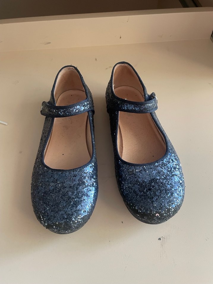 Kız Çocuk simli Parlak Lacivert Babet Ayakkabı - Görsel 2