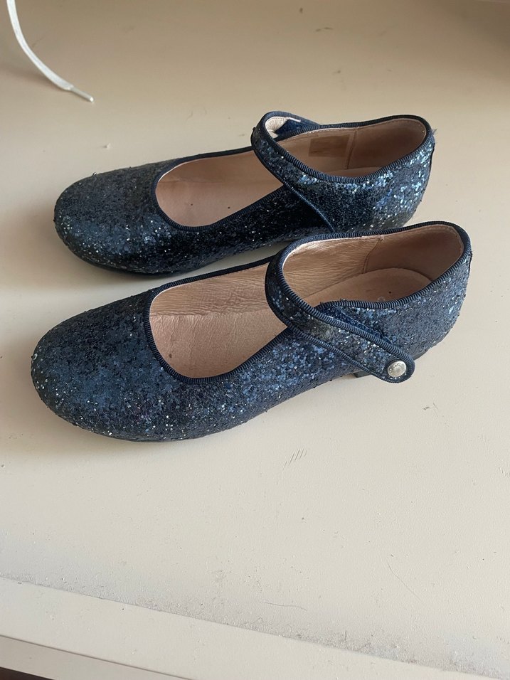 Kız Çocuk simli Parlak Lacivert Babet Ayakkabı - Görsel 3