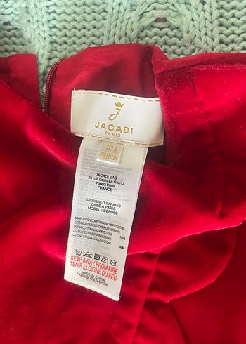 Düz kırmızı kadife Kısa Kollu Fırfırlı Kız Çocuk Elbisesi - Görsel 5