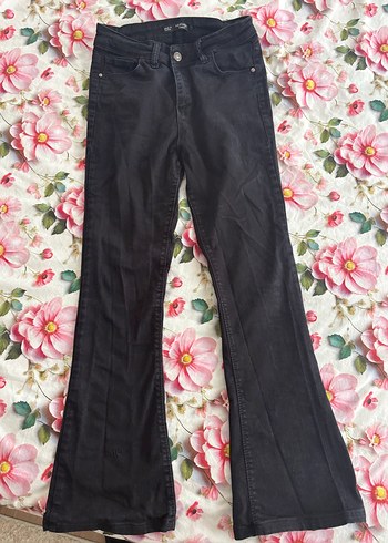 Siyah Flare Kot Pantolon - Görsel 3