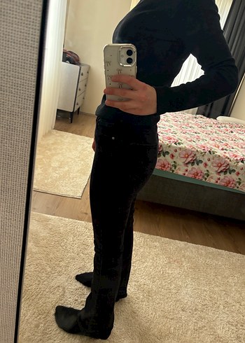 Siyah Flare Kot Pantolon - Görsel 2