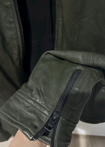 Jack & Jones Gri Deri Biker Ceket - Görsel 4