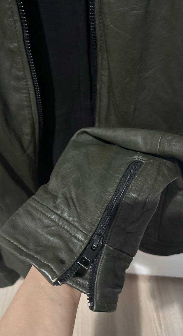 Jack & Jones Gri Deri Biker Ceket - Görsel 4