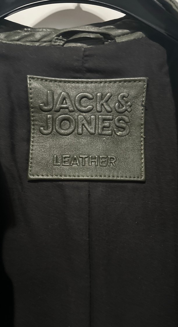 Jack & Jones Gri Deri Biker Ceket - Görsel 3