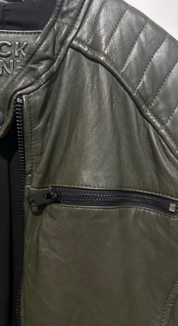 Jack & Jones Gri Deri Biker Ceket - Görsel 2