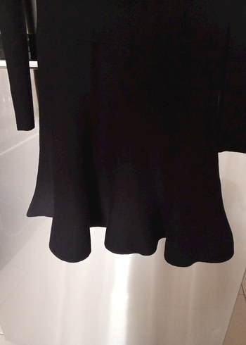 Uzun Kollu Siyah Pliseli Triko Elbise - Görsel 2