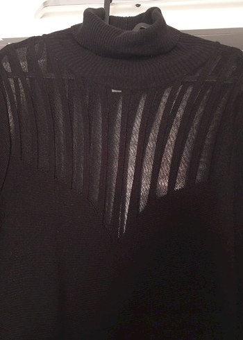 Uzun Kollu Siyah Pliseli Triko Elbise - Görsel 8