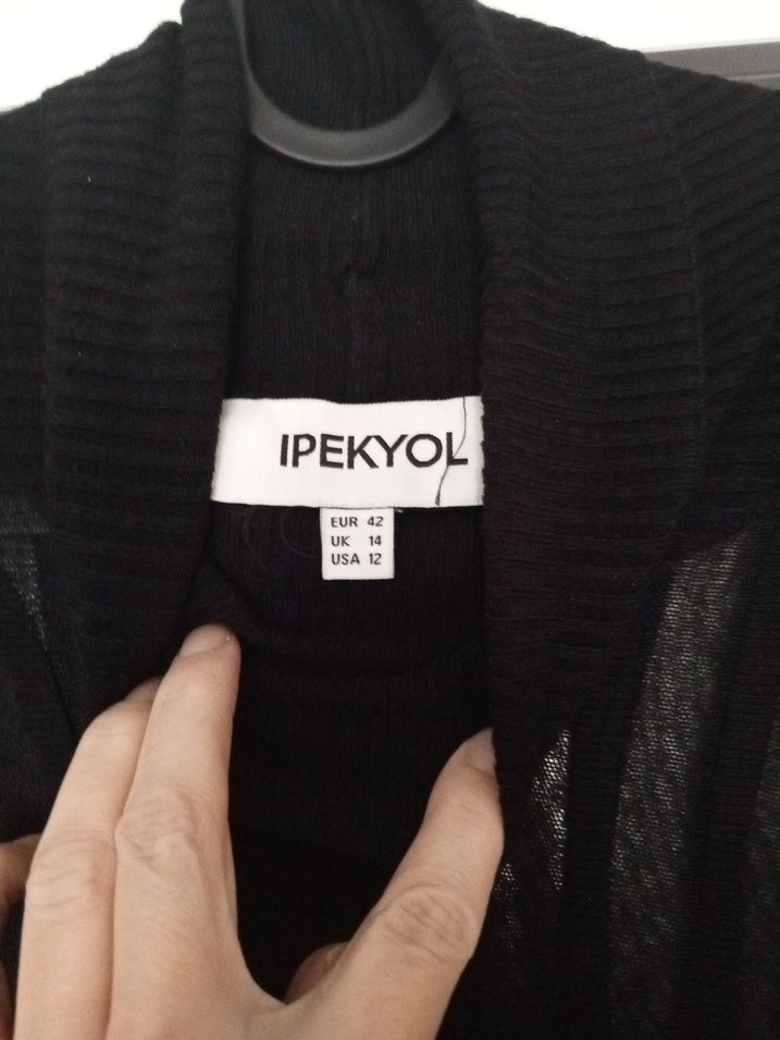 Uzun Kollu Siyah Pliseli Triko Elbise - Görsel 3