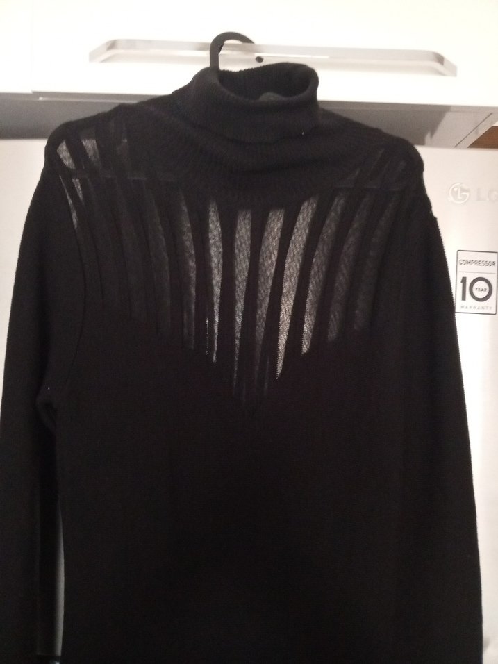 Uzun Kollu Siyah Pliseli Triko Elbise - Görsel 4