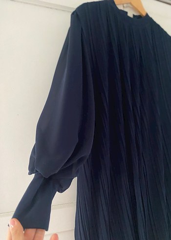 Kadın Lacivert Uzun Pliseli Elbise - Görsel 4