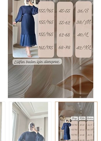 Kadın Lacivert Uzun Pliseli Elbise - Görsel 2