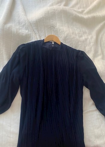 Kadın Lacivert Uzun Pliseli Elbise - Görsel 6