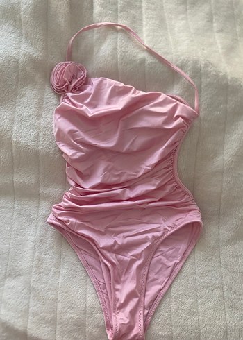 Koton X Sibil Çetinkaya Pembe Drapeli Tek Omuz Mayo - Görsel 4