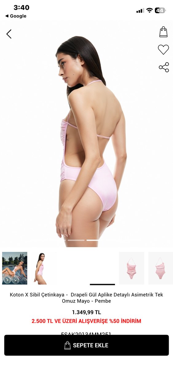 Koton X Sibil Çetinkaya Pembe Drapeli Tek Omuz Mayo - Görsel 2