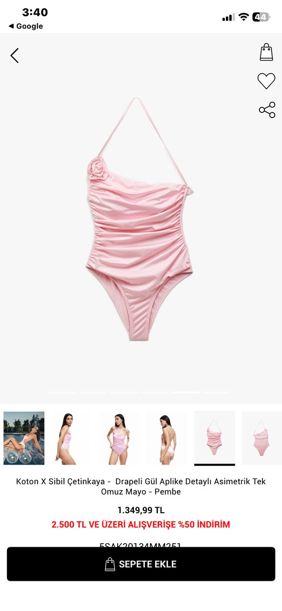 Koton X Sibil Çetinkaya Pembe Drapeli Tek Omuz Mayo - Görsel 3