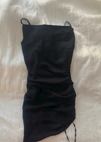 Siyah Drapeli Mini Elbise - Görsel 2