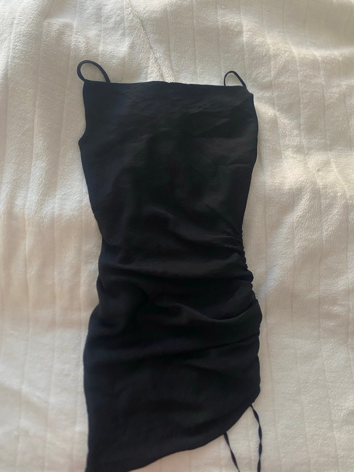 Siyah Drapeli Mini Elbise - Görsel 2