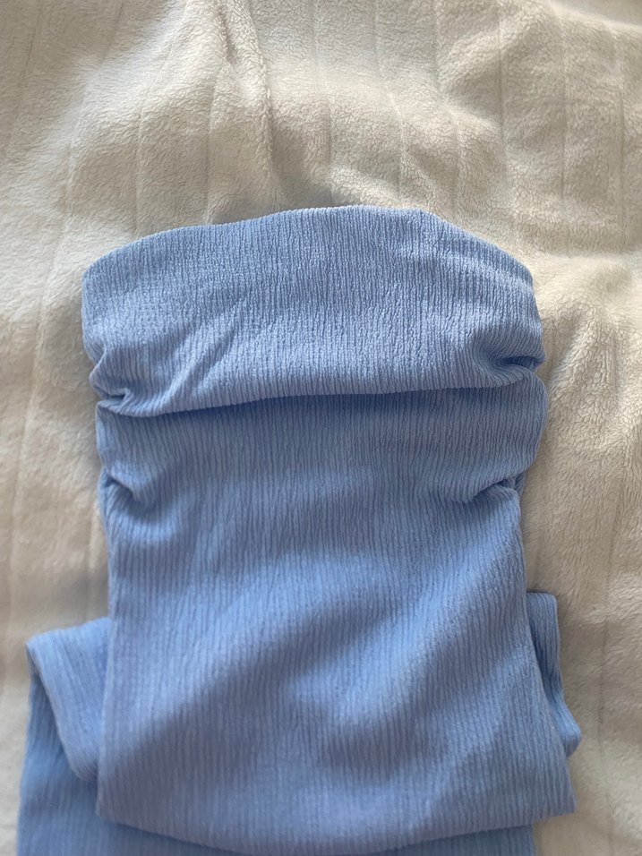 Mavi Uzun Midi streplez elbise - Görsel 2