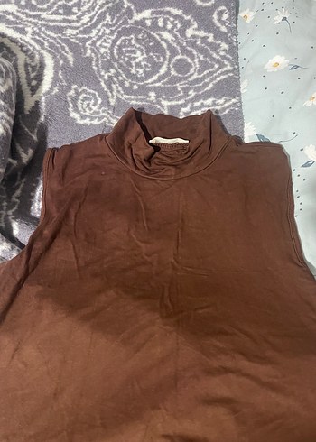 Kahverengi Kadın Kolsuz Yüksek Yakalı Atlet - Görsel 3