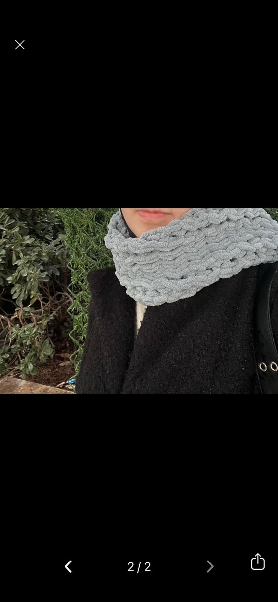 Gri Örgü Kadın Şal - Görsel 2